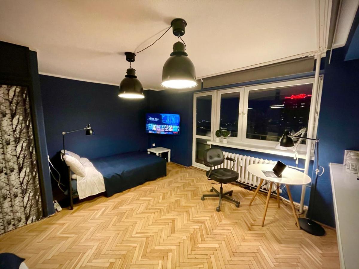 Super Apartament Blue Scisle Centrum Dwie Linie Metra Netflix Wifi 300 Mbs Panorama Miasta Варшава Екстериор снимка