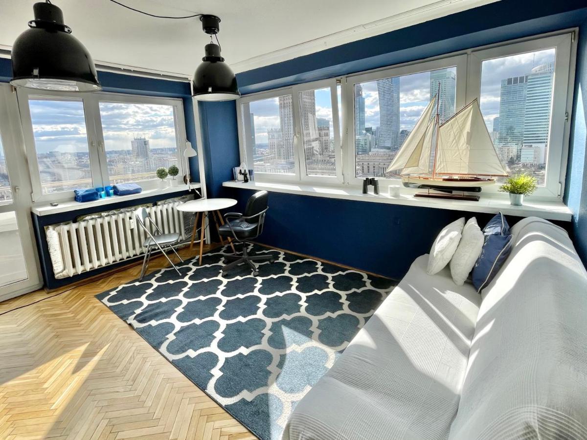 Super Apartament Blue Scisle Centrum Dwie Linie Metra Netflix Wifi 300 Mbs Panorama Miasta Варшава Екстериор снимка