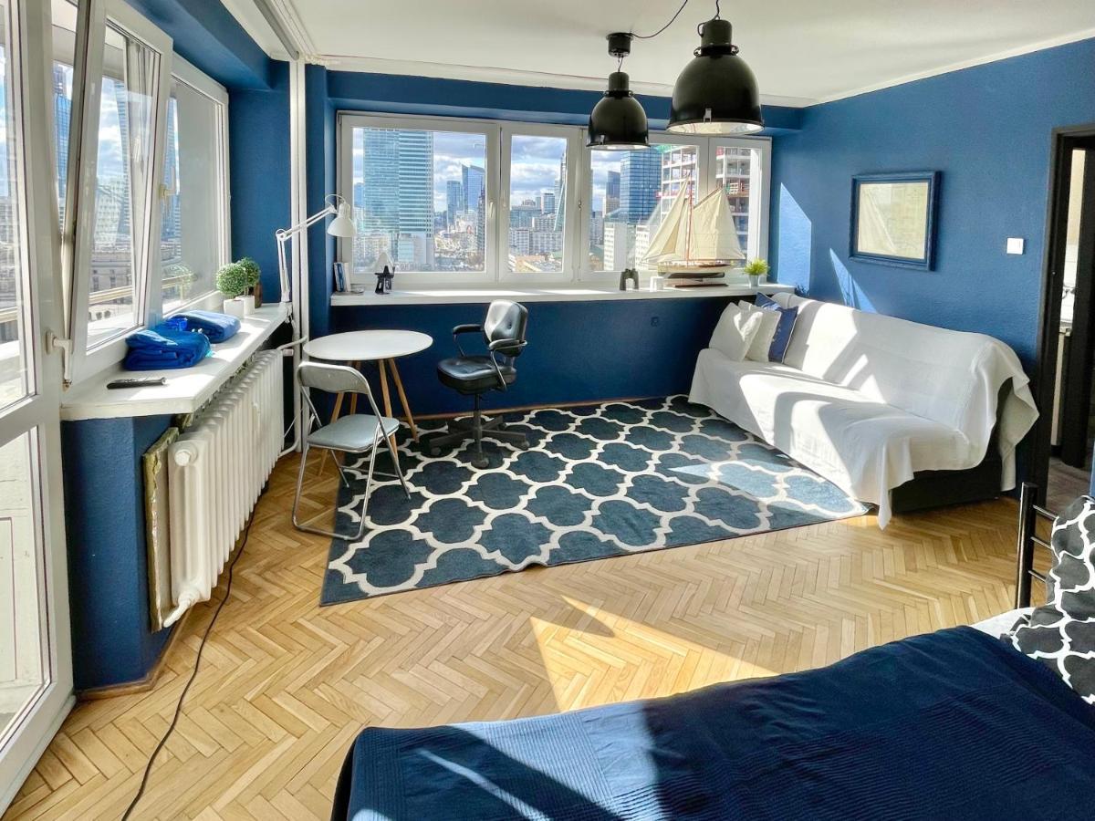 Super Apartament Blue Scisle Centrum Dwie Linie Metra Netflix Wifi 300 Mbs Panorama Miasta Варшава Екстериор снимка
