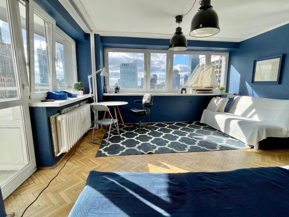 Super Apartament Blue Scisle Centrum Dwie Linie Metra Netflix Wifi 300 Mbs Panorama Miasta Варшава Екстериор снимка