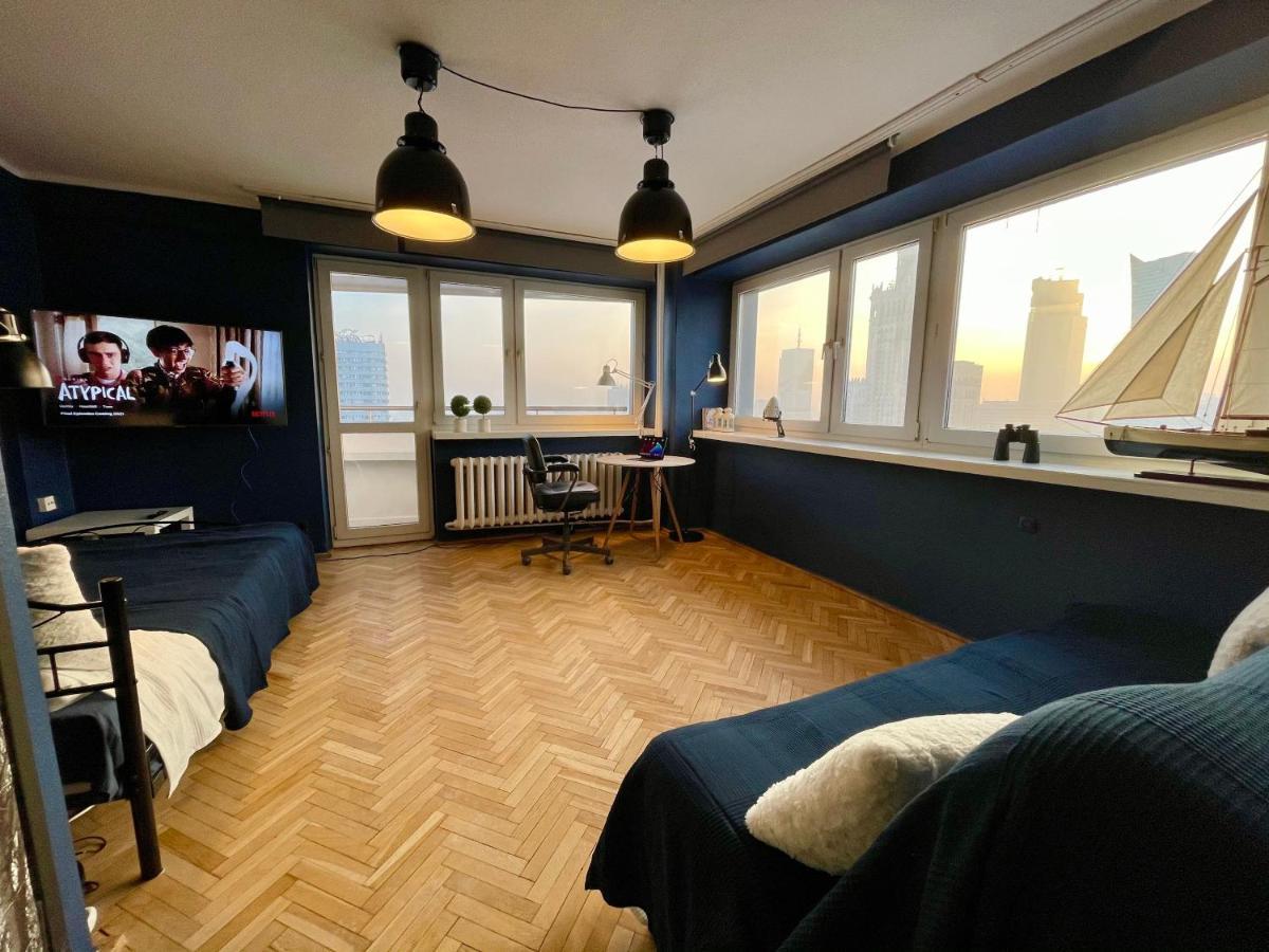 Super Apartament Blue Scisle Centrum Dwie Linie Metra Netflix Wifi 300 Mbs Panorama Miasta Варшава Екстериор снимка