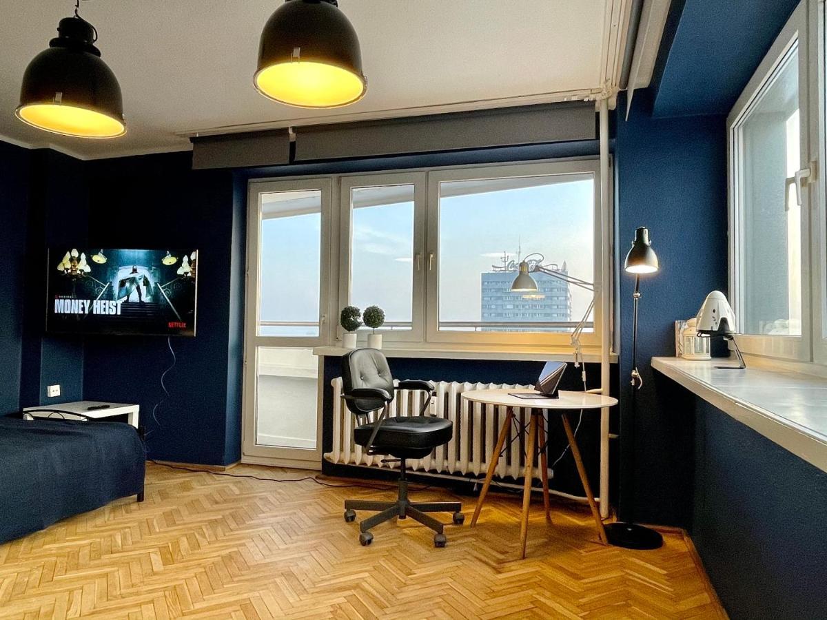 Super Apartament Blue Scisle Centrum Dwie Linie Metra Netflix Wifi 300 Mbs Panorama Miasta Варшава Екстериор снимка