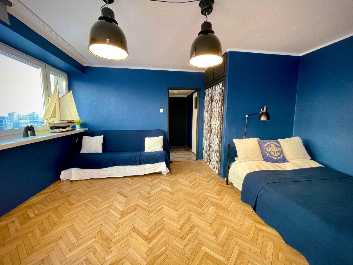 Super Apartament Blue Scisle Centrum Dwie Linie Metra Netflix Wifi 300 Mbs Panorama Miasta Варшава Екстериор снимка