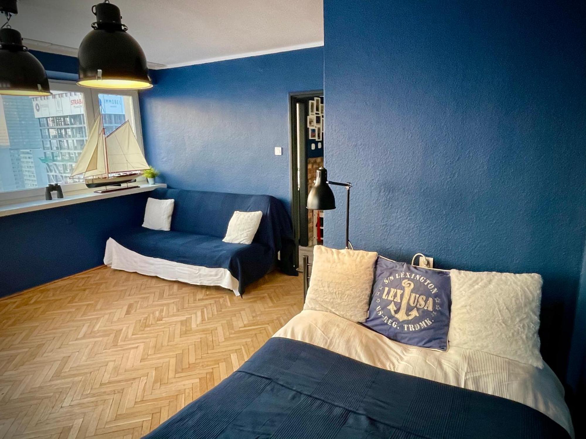 Super Apartament Blue Scisle Centrum Dwie Linie Metra Netflix Wifi 300 Mbs Panorama Miasta Варшава Екстериор снимка